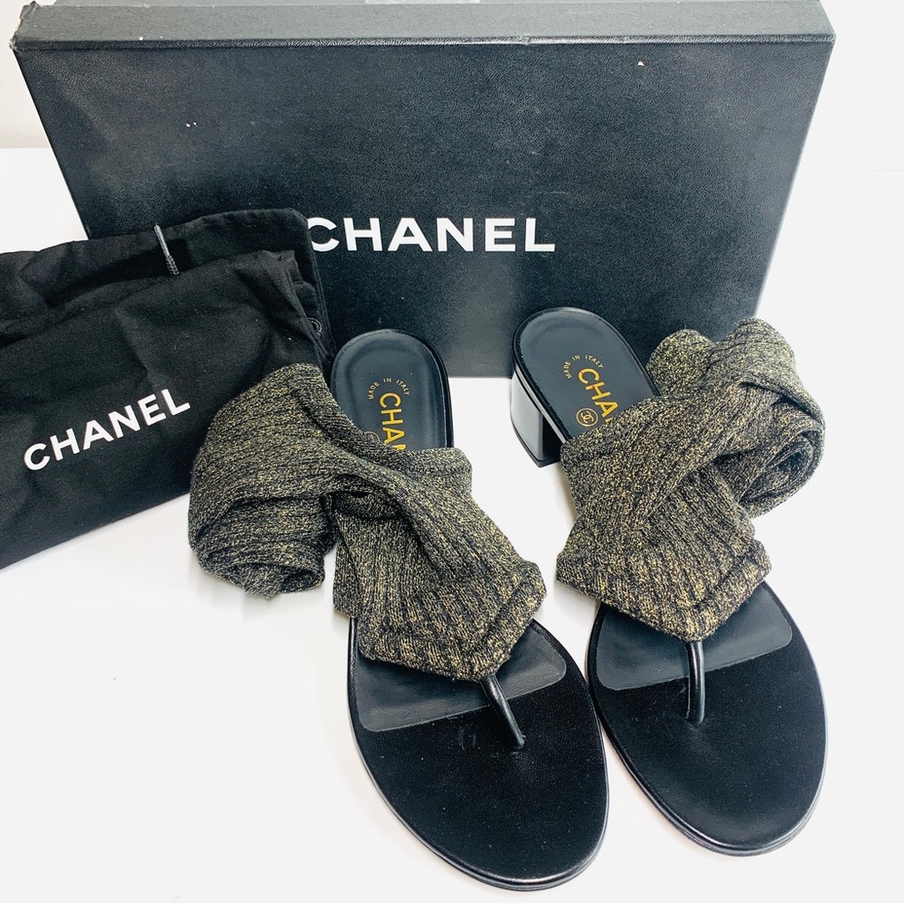 Chanel Knee High Stocking Heeled Sandals